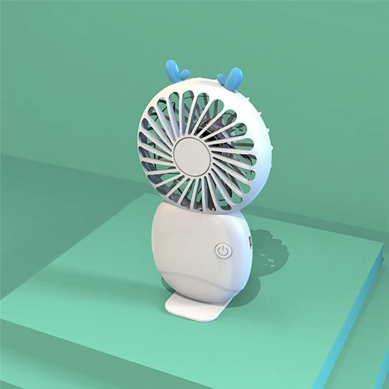 Mini ventilateur de poche portable, style dessin animé, tenu dans la main, pour l'extérieur, rose, pour l'été