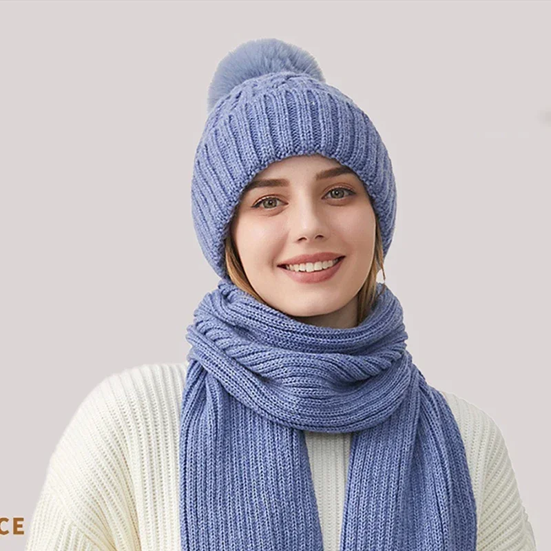 New Year Christmas Red Hat Scarf Gloves 3 Pieces Set Autumn Winter Outdoor Windproof Warm Knit Muffler Hats and Caps for Women