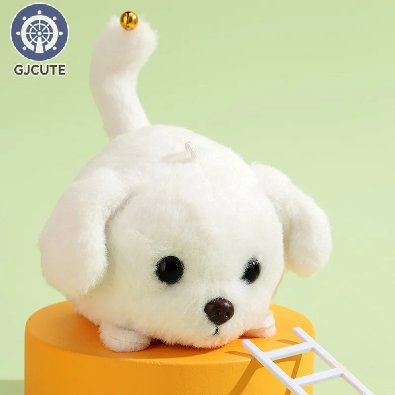 SimulationTail Wagging Dog Cute Pull Rope Will Move And Swing Rotating Puppy String Plush Doll Pendant Stress Relieving Gift