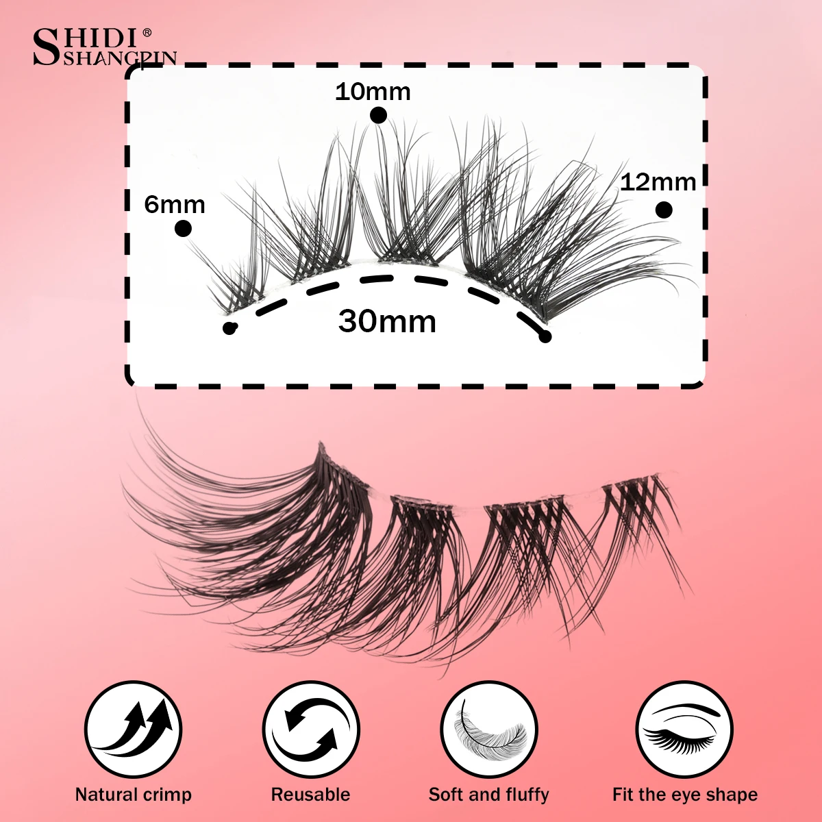 SHIDISHANGPIN 3/10 Pairs Segmented Lashes  False Eyelashes Extension Natural Look 3D Mink Faux Cils Clear Band Eye Lashes Makeup