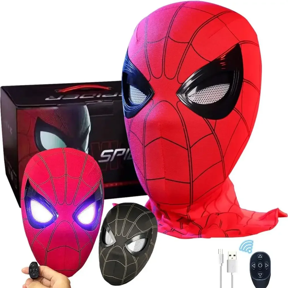 Spiderman Mask Eyes Movable Remote Control Peter Parker Spiderman toys children Halloween Cosplay Costume Mask Christmas Gifts