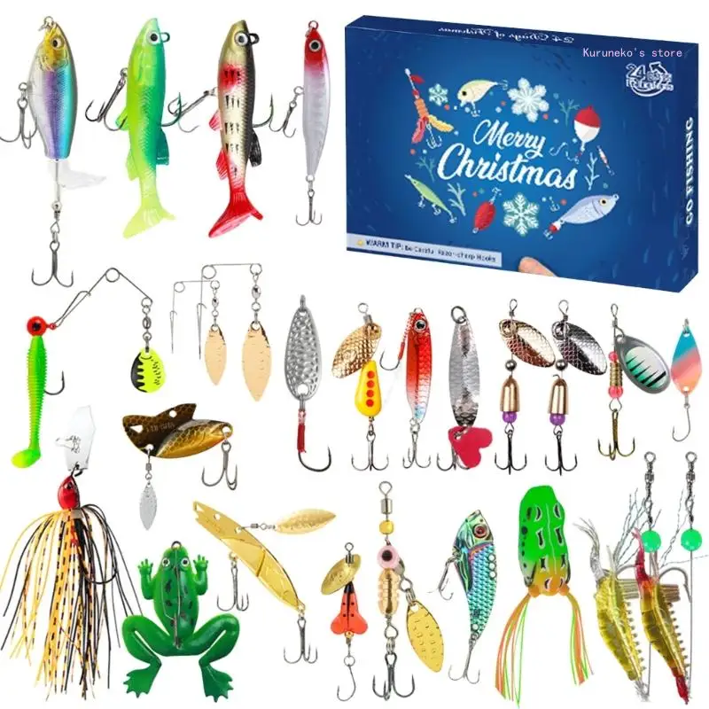 Holiday Fishing Surprise 24 Day Christmas Countdowns Tackle Box for Fishermen