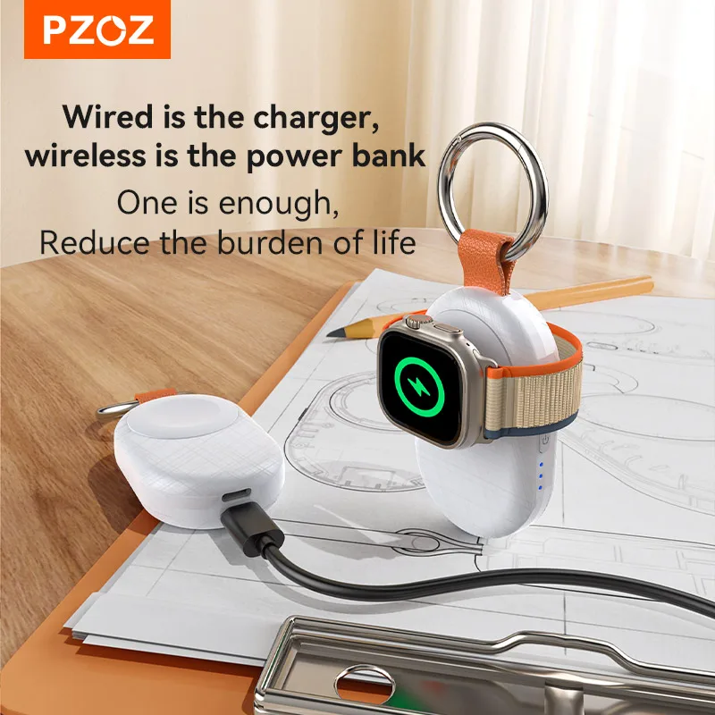 PZOZ Power Bank For Apple Watch Ultra 2 Portable Magnetic Charger Mini Type C Wireless Charging For iWatch Series 9 8 7 6 SE