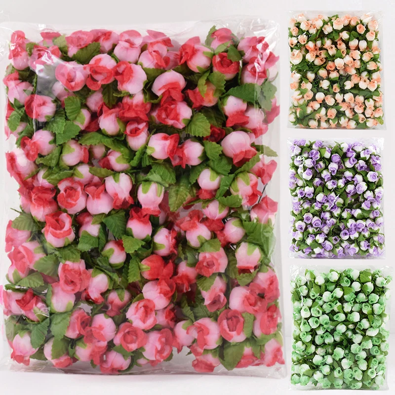 12heads/bouquet Small Bud Rose Artificial Flowers Silk Peony Head For Weddng Home Decoration DIY Christmas Wreath Gift Box Decor