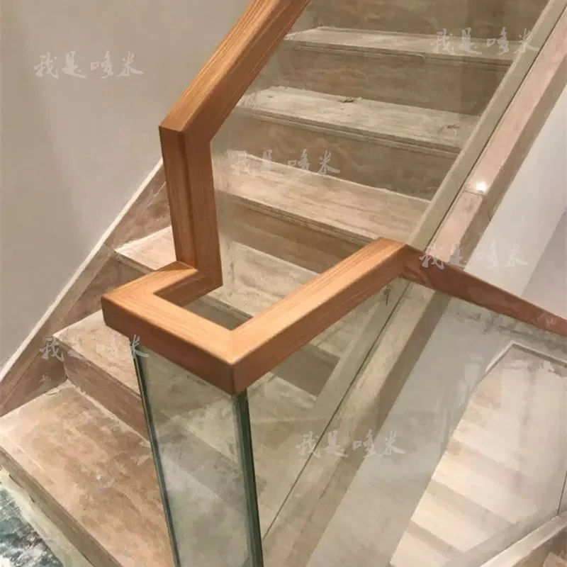 Stair handrail solid wood glass card slot U-shaped groove PVC imitation wood stainless steel aluminum magnesium new Chinesepaint