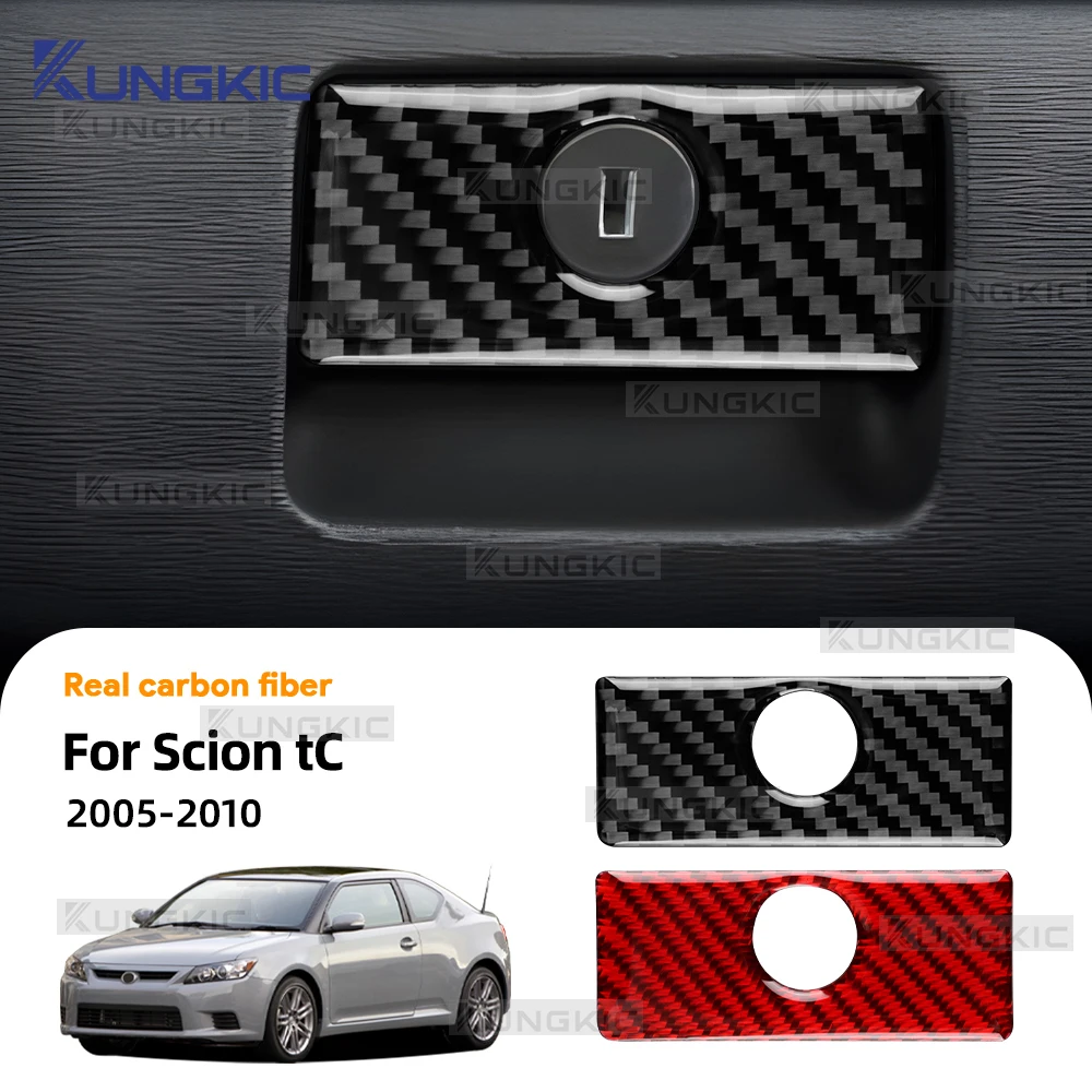 حقيقي لينة ألياف الكربون ل Scion tC 2005 2006 2007 2008 2009 2010 LHD RHD سيارة المشارك الطيار صندوق القفازات التبديل الداخلية ملصق الكسوة #1