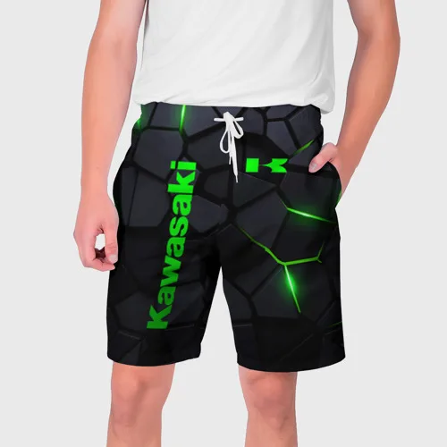

Printed motorcycle riding shorts, quick drying breathable sports Kawasaki riding shorts