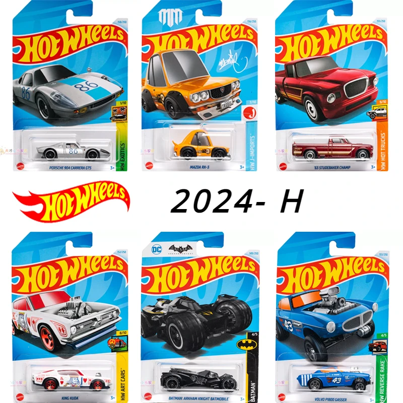 2024H Original Hot Wheels Car Toys for Boys 1/64 Diecast Vehicle Porsche 904 Chevy Mazda RX-3 Volvo P1800 Batmobile Hummer Gift