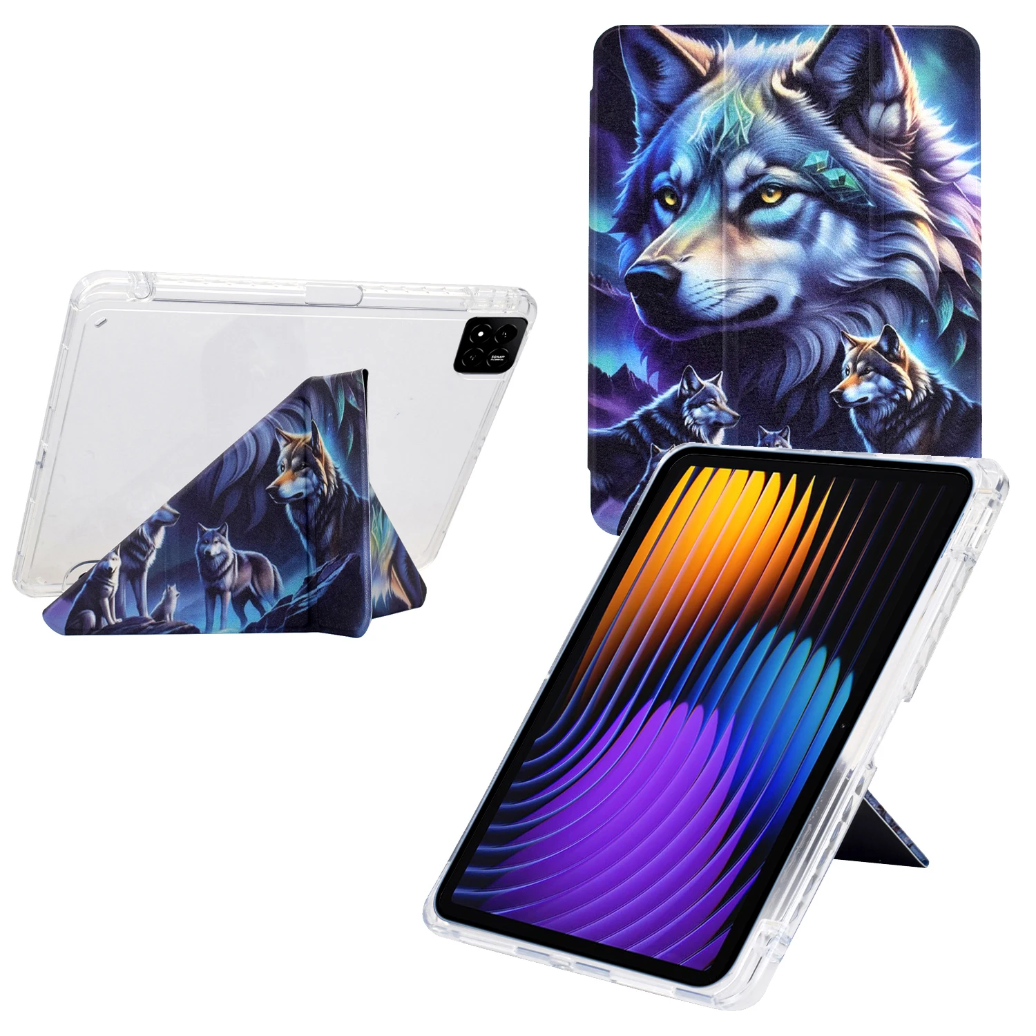

Для Xiaomi Pad 7 / Pad 7 Pro Чехол Y-Fold Stand Pattern Кожаный + Прозрачный акриловый чехол для планшета с держателем для карандашей - Phantom W