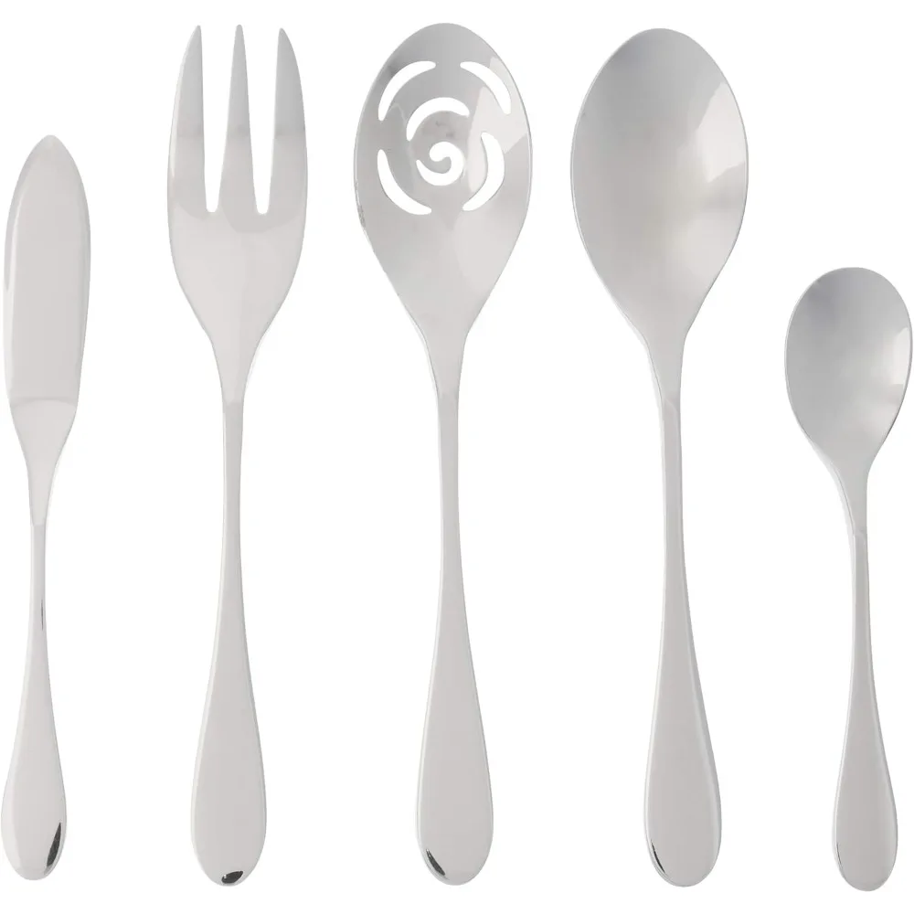 

5-Piece Stainless Steel Serving Set, Glossy Finish, 18/10 Grade