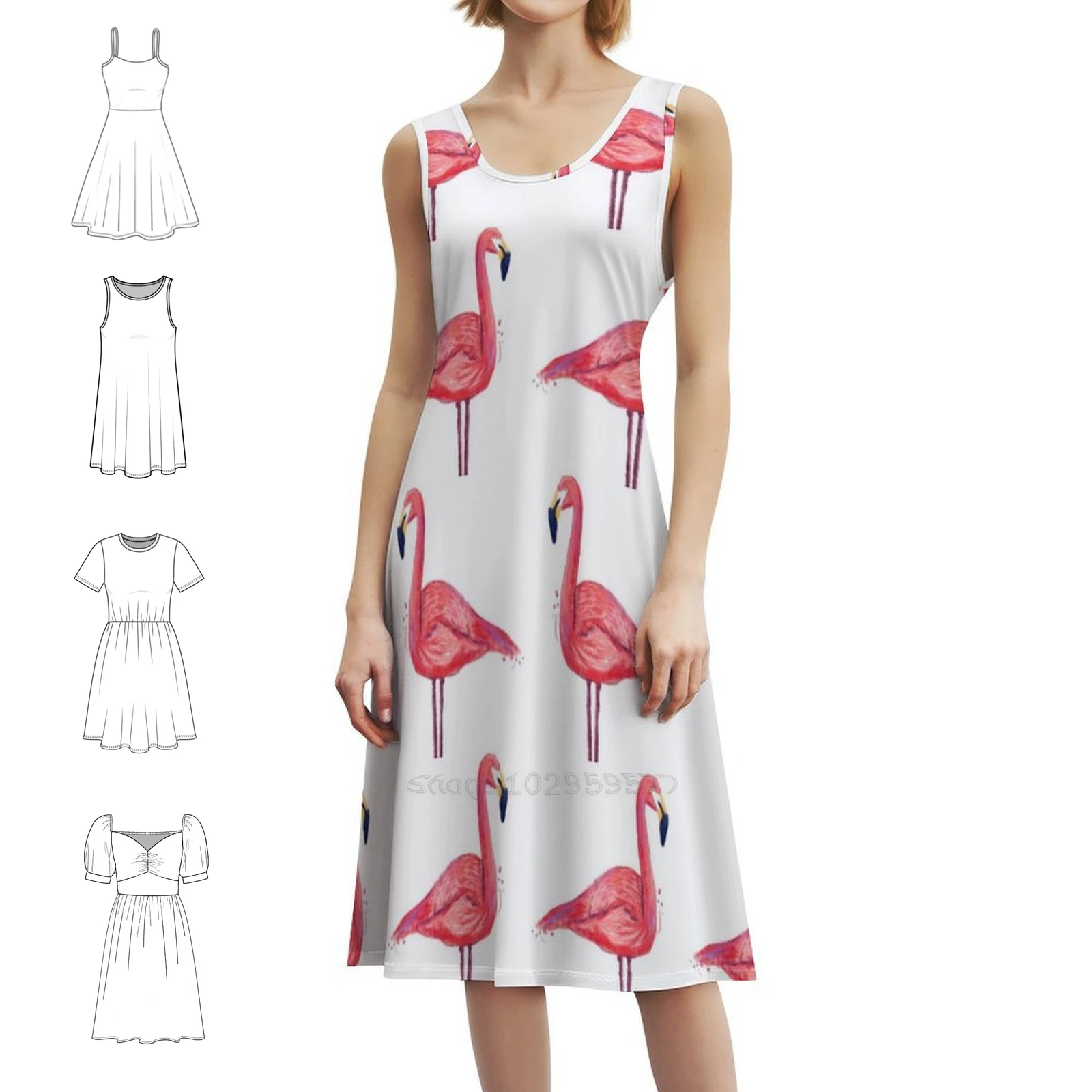 

Платье с вырезом в форме сердца Flamingo Parade, элегантное летнее вечернее платье для женщин, Makanahele Flamigo Birds, забавные летние вечерние платья