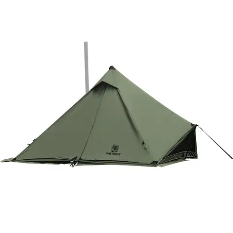 OneTigris CONIFER T/C Chimney Tent 1-2 persons Pyramid/Teepee Hot Tent With Tent Poles Snow Skirts for Camping & Bushcrafters