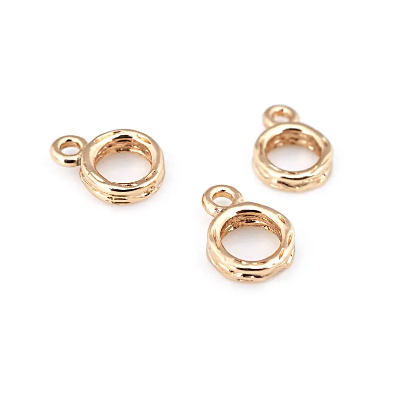 18K Gold Color Brass Round Circle Large Hole Bracelets Bead Necklaces Charms Pendants Connector Jewelry Making Supplies Findings