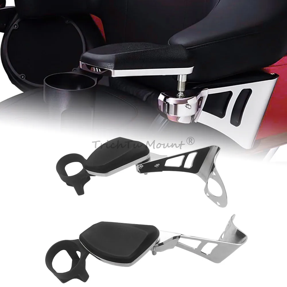 

2x Rear Passenger Armrests w Drink Cup Holder Adjustable For Harley Touring Road Electra Glide Ultra and Glides 2014-later