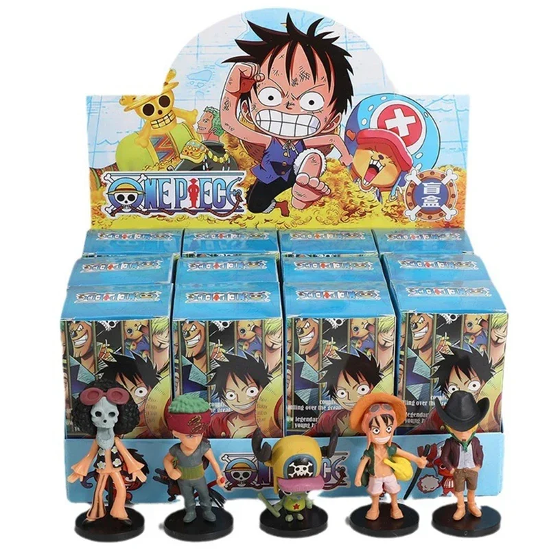 

12pcs Anime Mystery Box One Piece Demon Slayer Luffy Mini Figure Ornament Blind Box Room Decor Doll Model Collection Gifts Toys