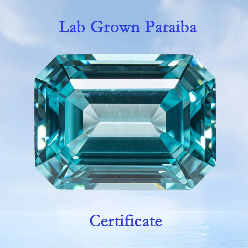 

Lab Grown Paraiba Emerald Cut VVS1 Gemstone Beads Charms for DIY Jewelry Making Bracelet Materials Selectable AGL Certificate