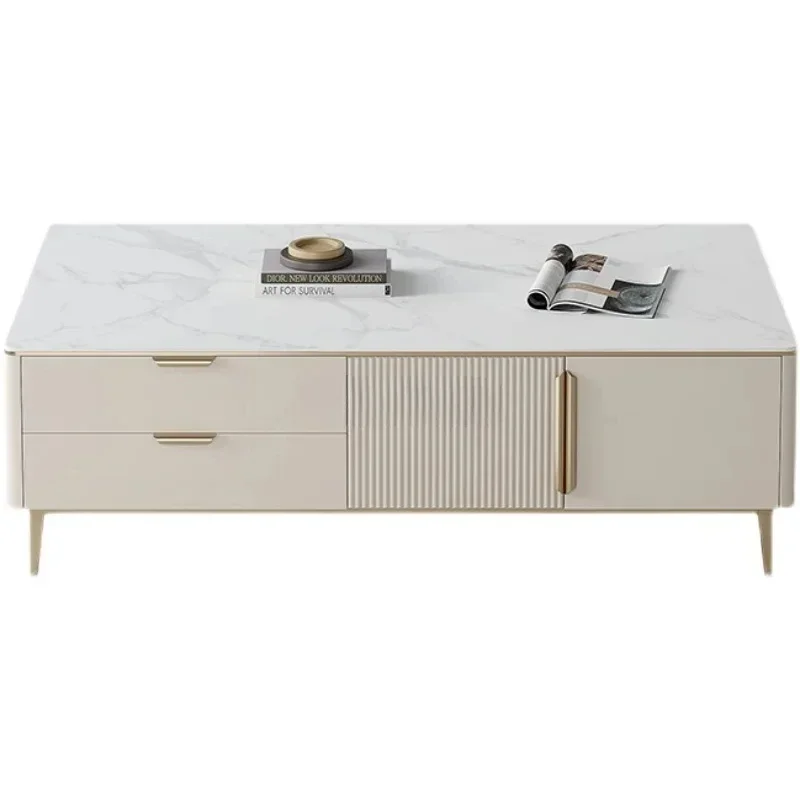 

Nordic marble coffee table light luxury rock slab TV cabinet simple combination small apartment household