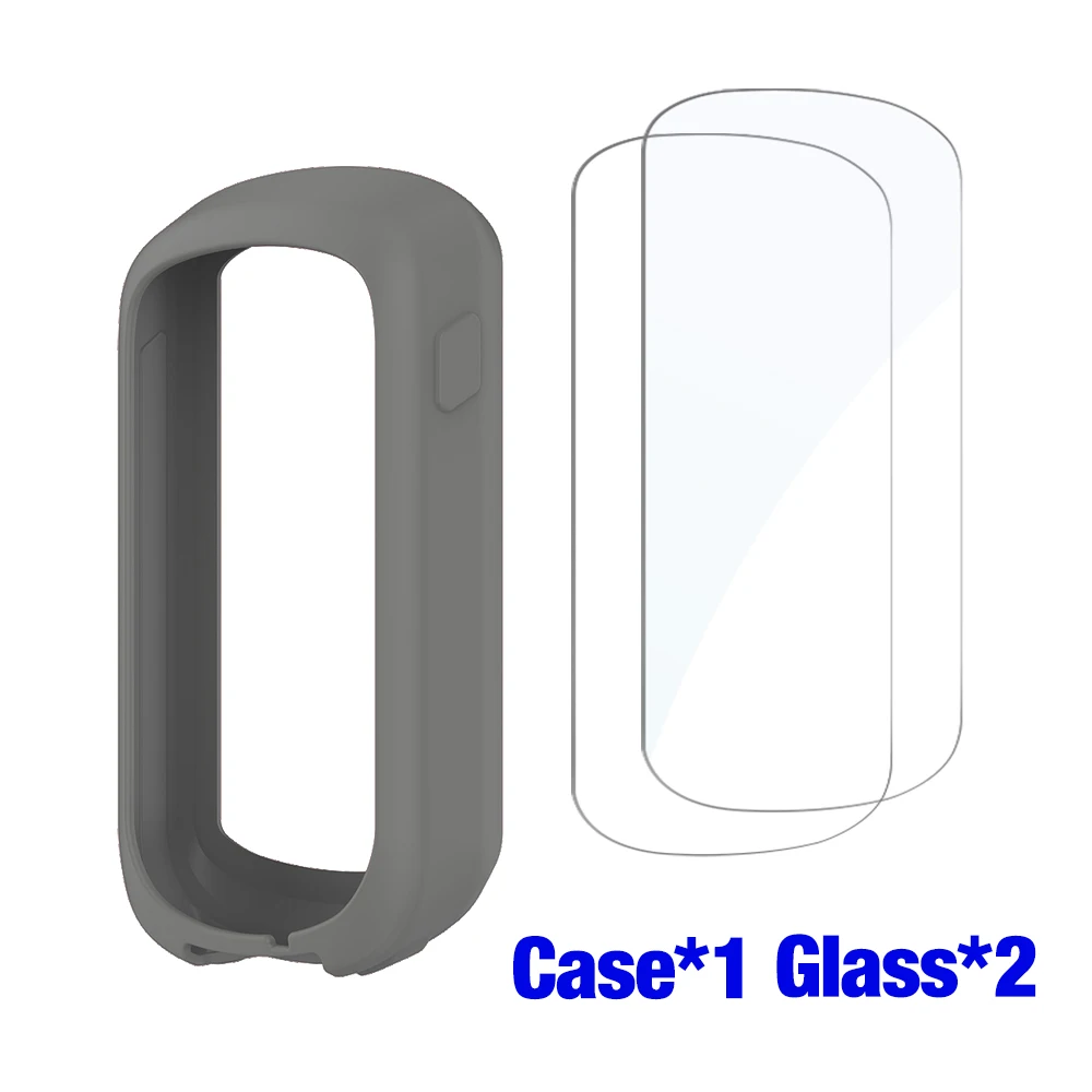 Glass+Case for Garmin Edge Explore 2 Screen Protector Tempered Glass&Soft Silicone Protective Bumper Cover Explore2 Accessories