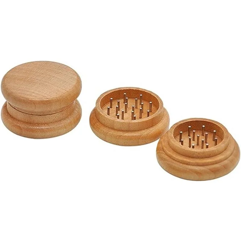 Wooden Dry  Herb Tobacco Grinder 54MM 2 Parts with Nail Teeth