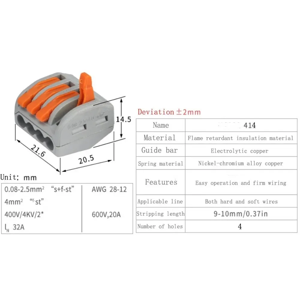 20/10Pcs Terminal Blocks 212-218 0.08-2.5mm Universal Compact Electric Wire Cable Connectors Conductor Splitter