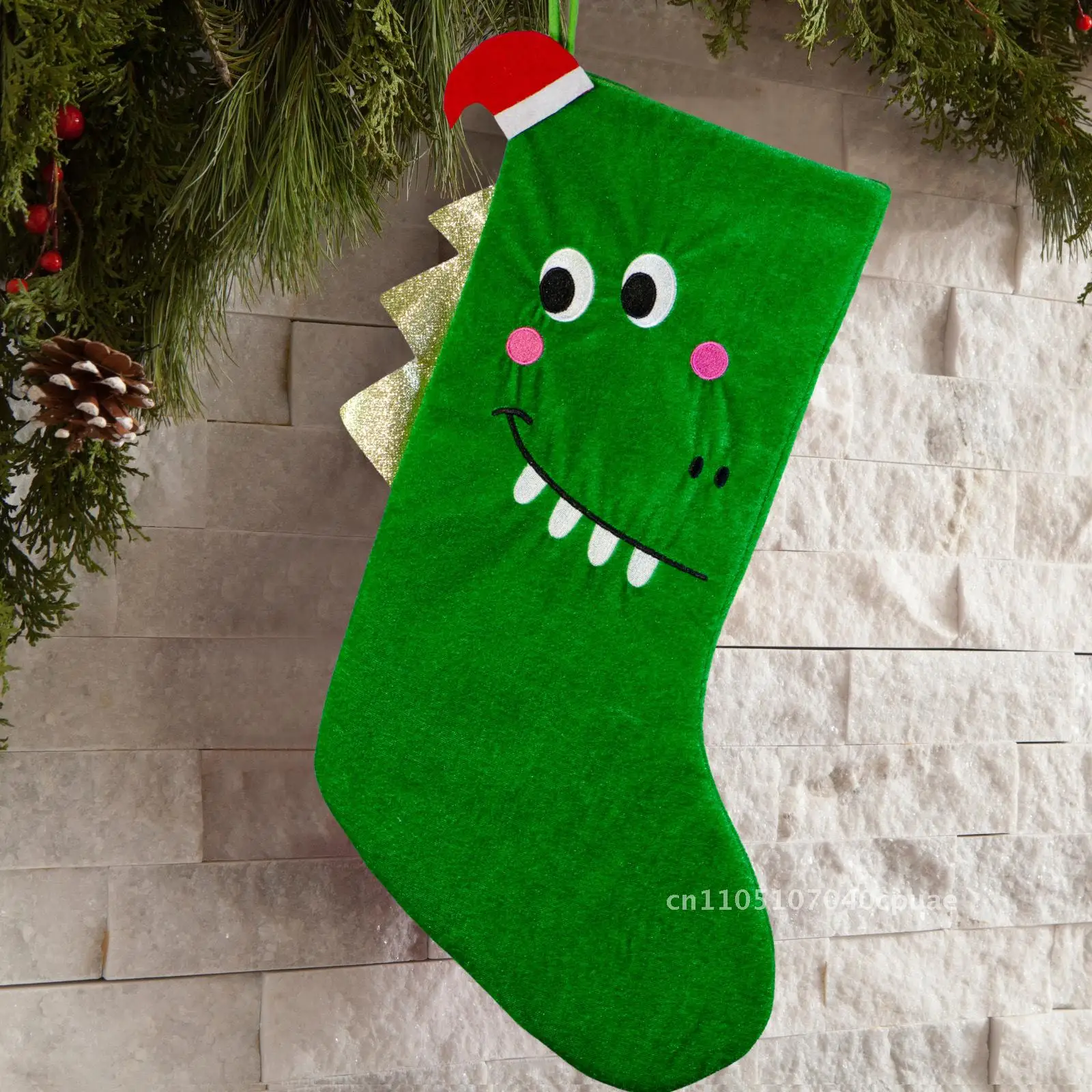 

Christmas Dinosaur New Decorative Christmas Stocking Christmas Grinch Dinosaur Green Hair Gift Bag