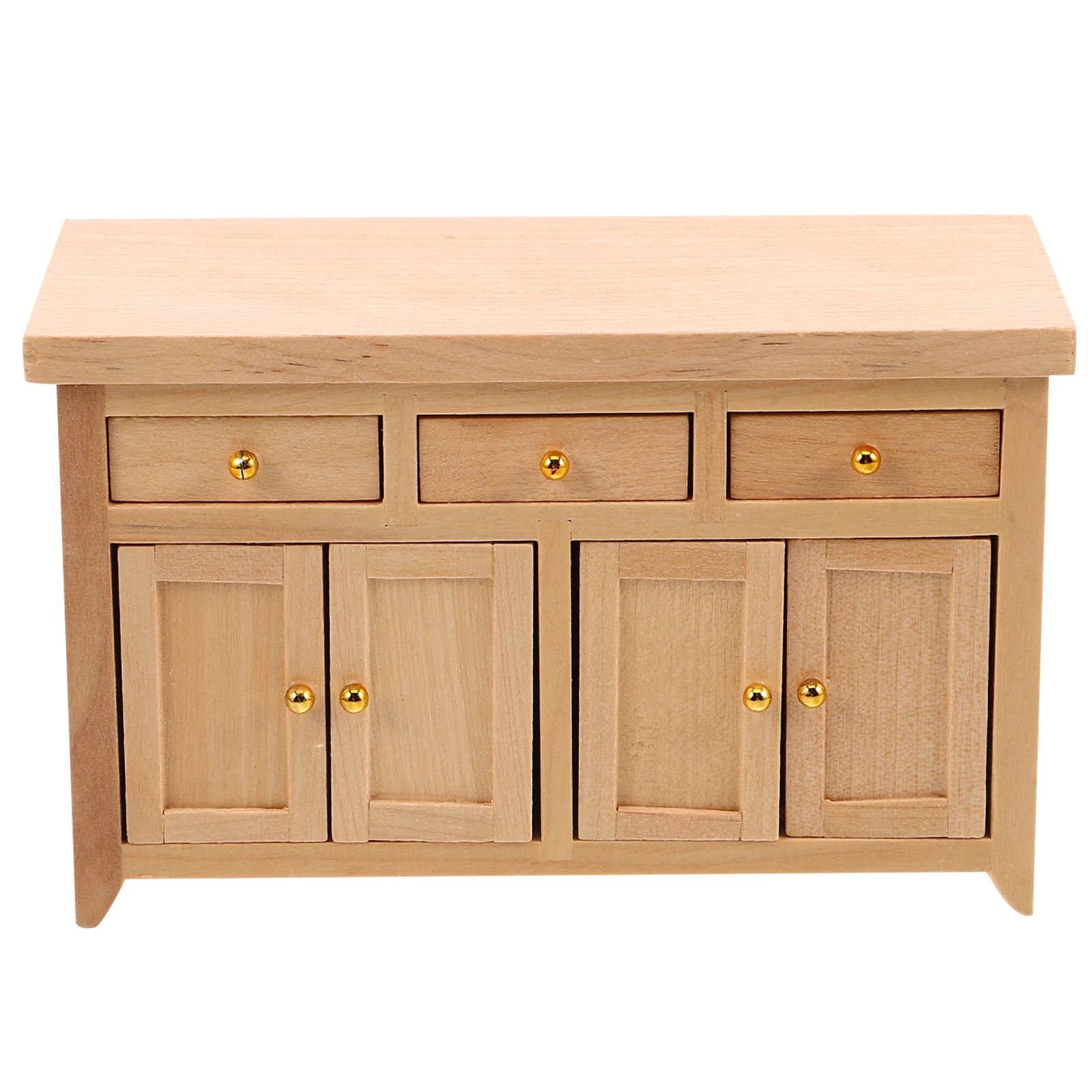 House Furniture Dollhouse Decor Wooden Mini Cabinet Storage Beige Drawer Micro Scene