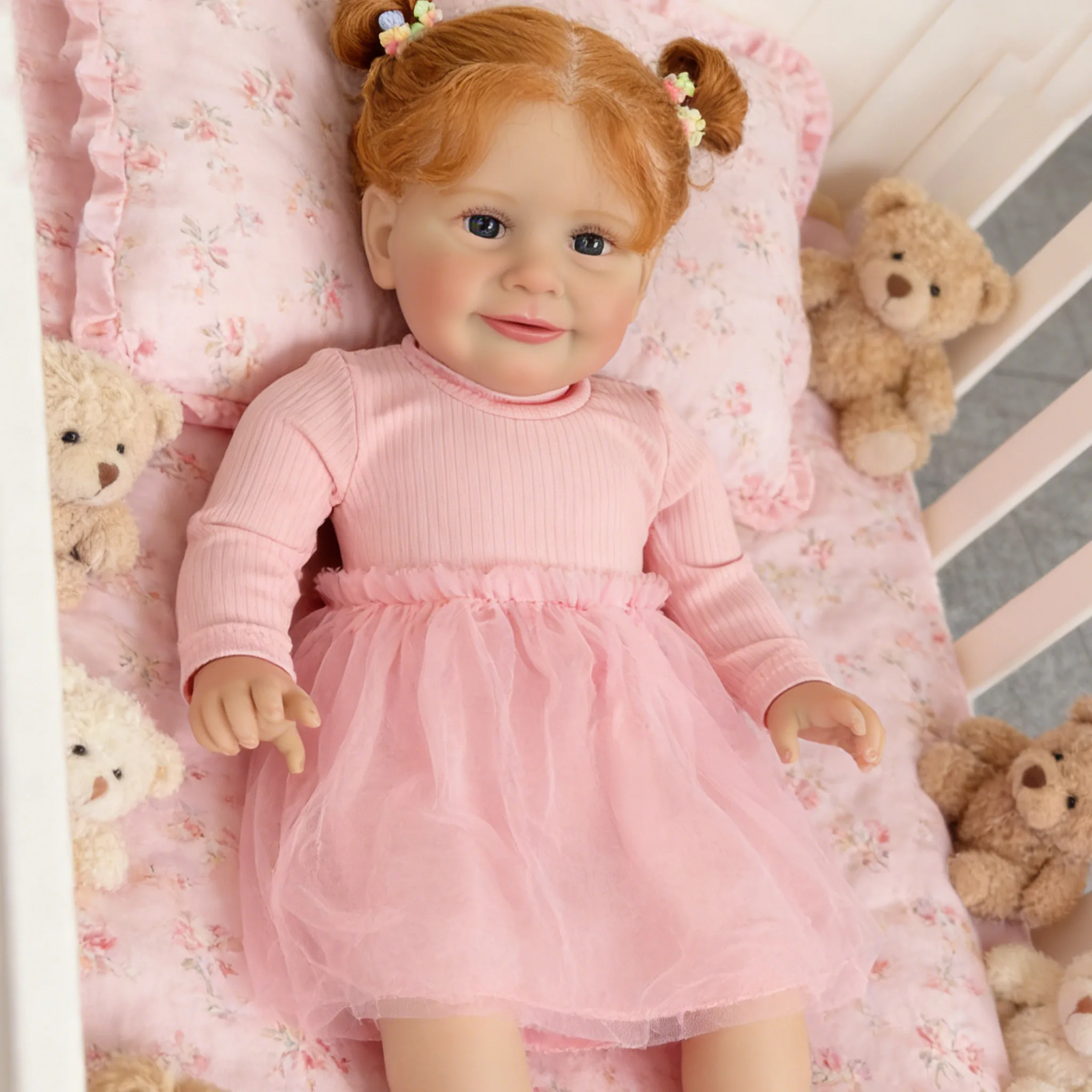 25 Zoll Weicher Stoffkörper Niedliche Hübsche Zoe Reborn-Puppe Lebensechte Kleinkind-Puppe Mehrschichtige Bemalung Mit Sichtbaren Adern Handgeknüpfte Haare