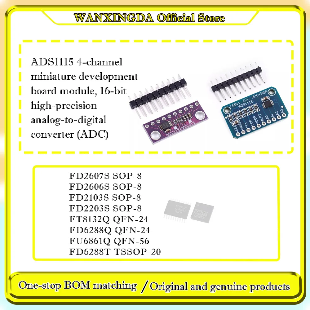 FD6288T FD6288Q FD2103S FD2203S FD2606S FD2607S FT8132Q FU6861Q   ADS1115 4-channel small development board module