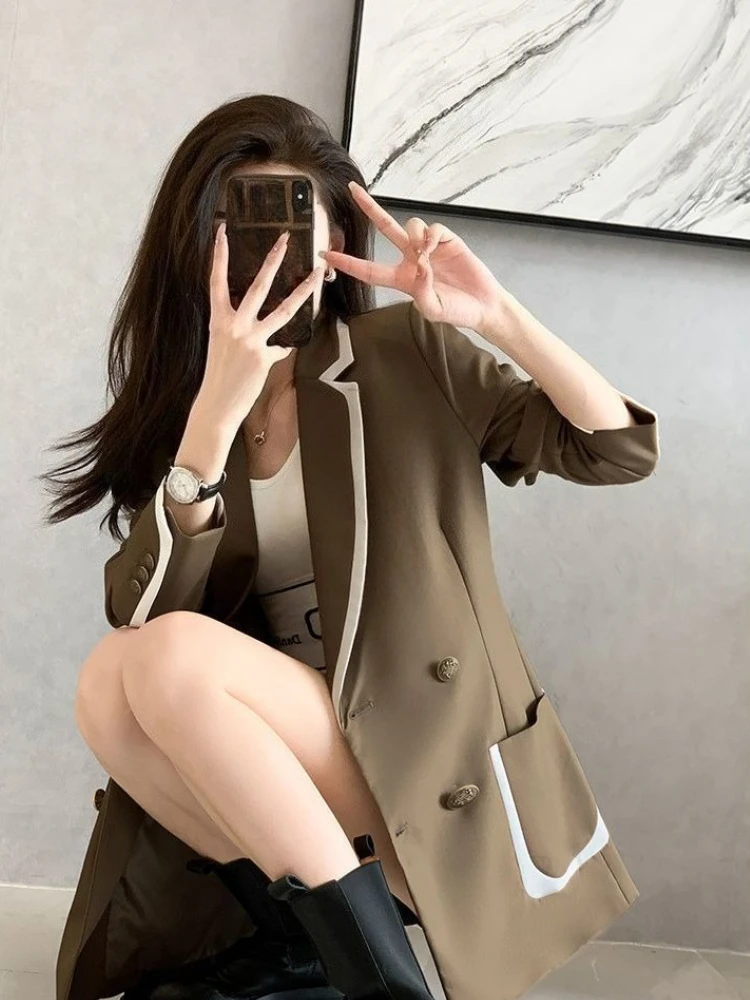 Damska odzież w stylu europejskim, nowości na wiosnę/jesień 2025 - luźny krój, wyszczuplająca, uniwersalna, profesjonalna, idealna do biura.