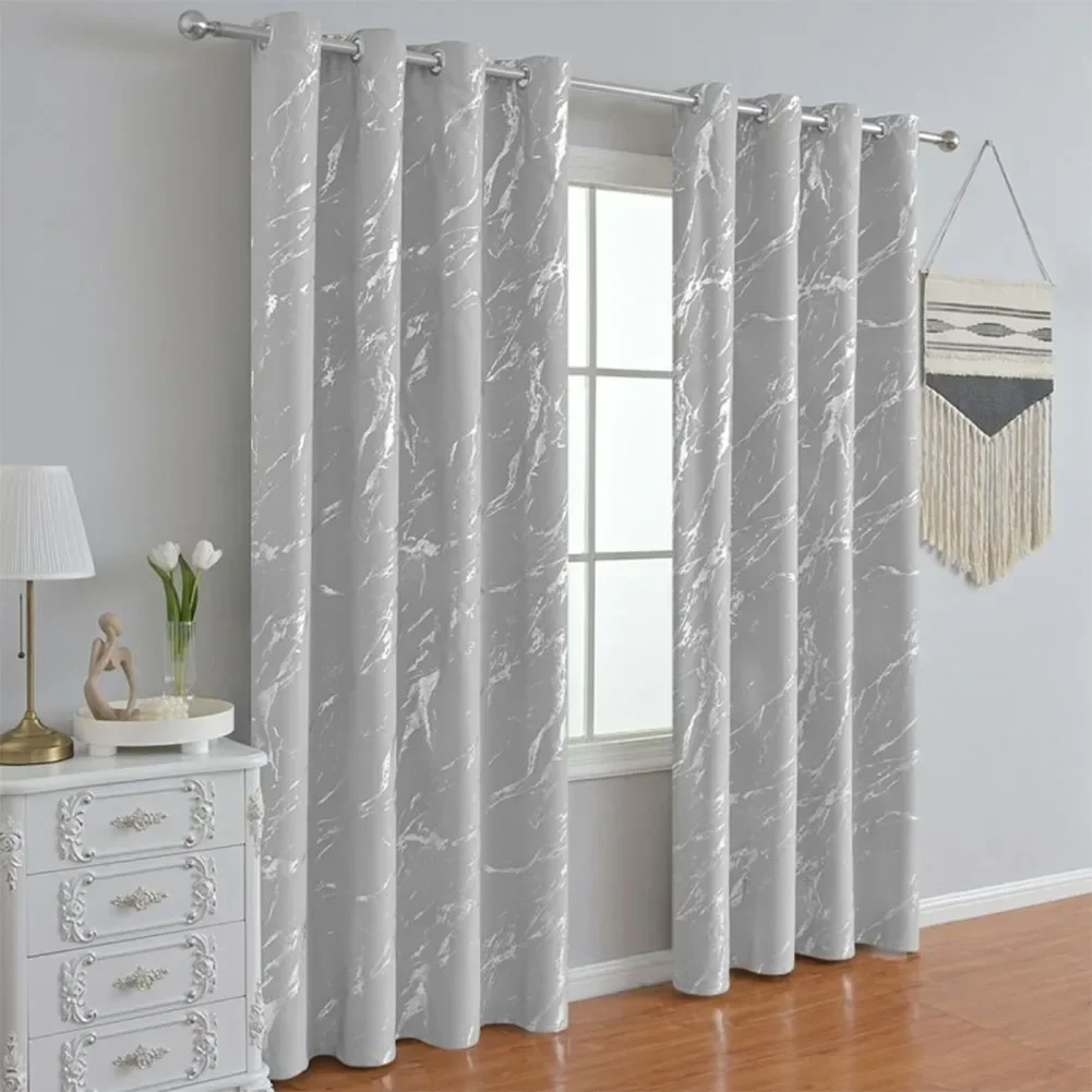 NAPEARL Silver Foil Printed Curtains Thermal Insulated Grommet Top 100% Polyester 1PC