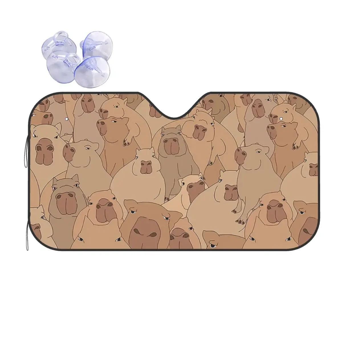 Capybara Animal Plaid Windshield Sunshade Collage Foldable Cover Front Block Window 76x140cm Sun Visor Accessories Covers