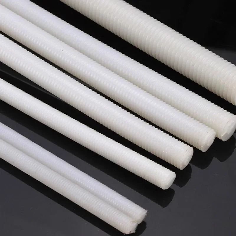 Nylon Plástico Rosqueou Ros Studding o Parafuso Prisioneiro m4 m5 m6 m8 M10 M12 M16 M20 o