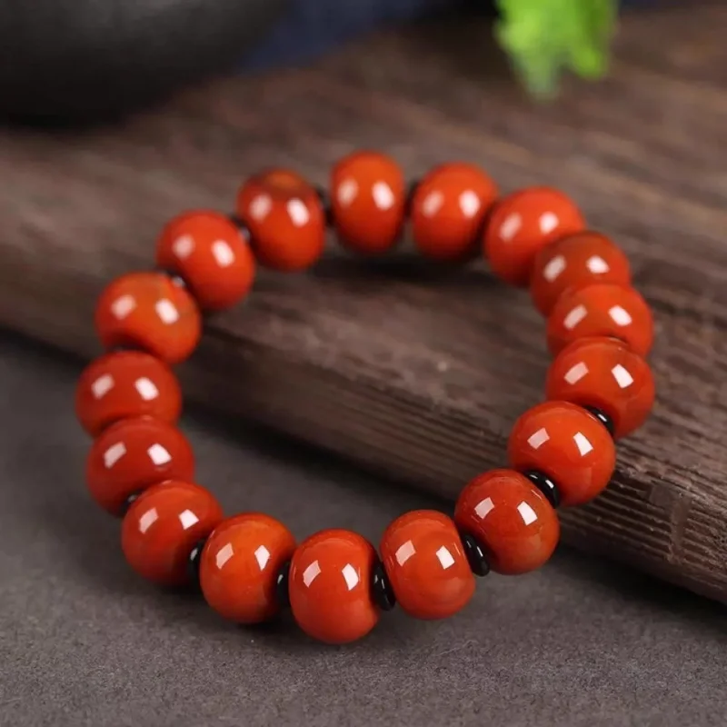 

Sichuan Liangshan Cherry Flame Pattern Abacus Beads South Red Agate Bracelet