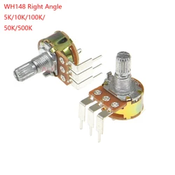 5pcs WH148 3pin With switch 15MM Bend foot 5K 10K 50K 100K 500K B5K B10K B100K B500K Potentiomete Right Angle