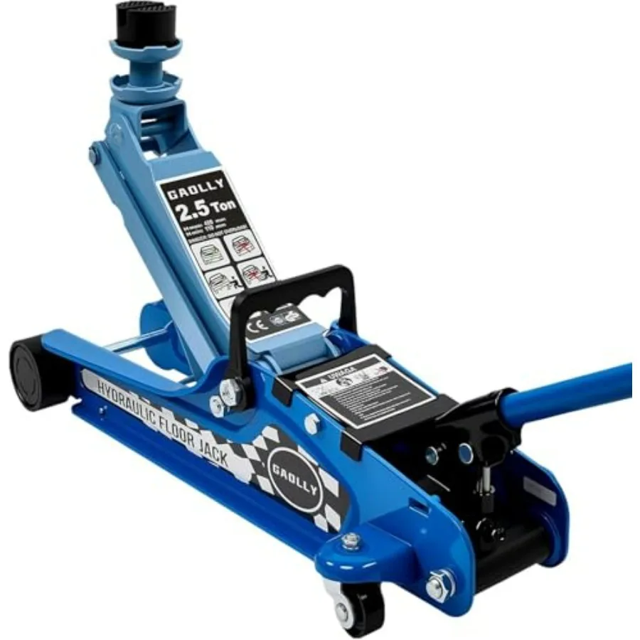 

2.5 Ton Low Profile Floor Jack Heavy-Duty Steel Racing with Single Piston Lift Pump Blue Lifting Range 3.35-14.96