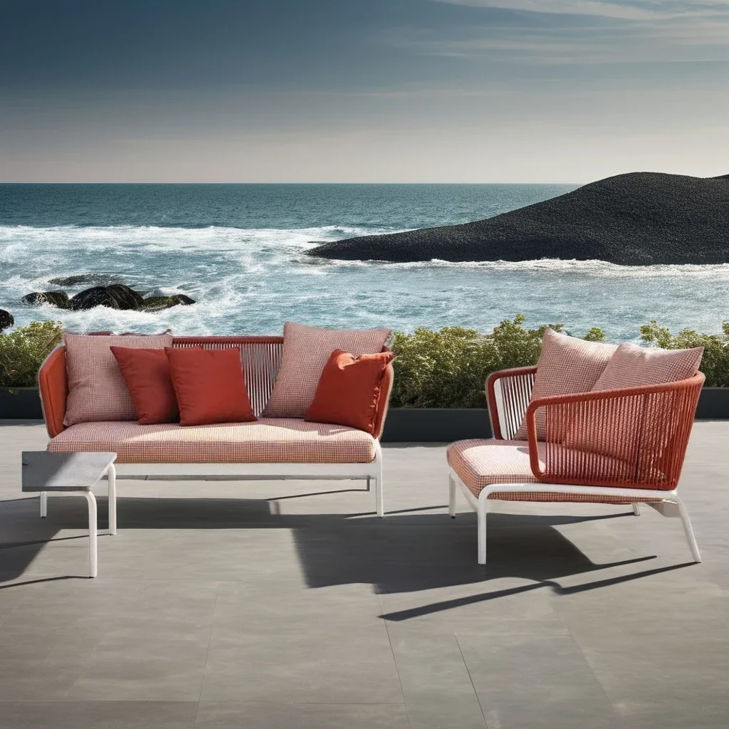 

Furniture Modern Outdoor Aluminum Frame Rope Woven Chairs Patio Furniture Set Hotels Parks Villas Dining Garden Sofa Chair