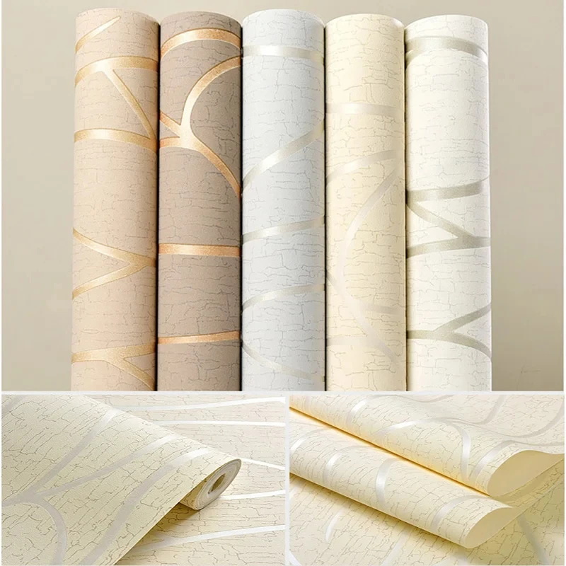 

53cm European Style Non-woven Fabric Room Decor Background Wall Wallpaper Simple Modern 3D Curve Stripe Stickers Home Decoration