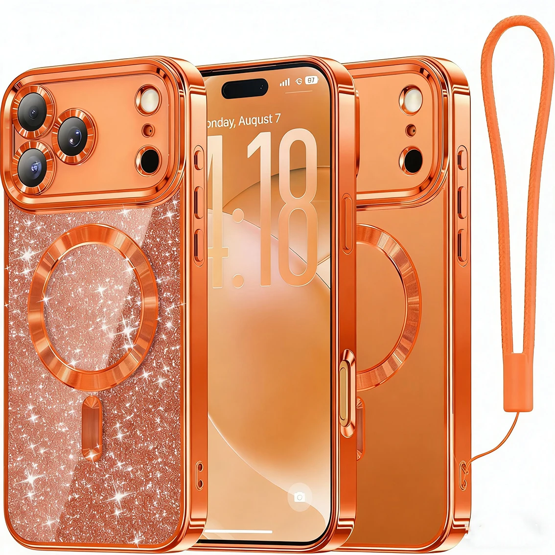 Glitter Magnetic Phone Case for iPhone 16 15 14 17 Pro Max, 