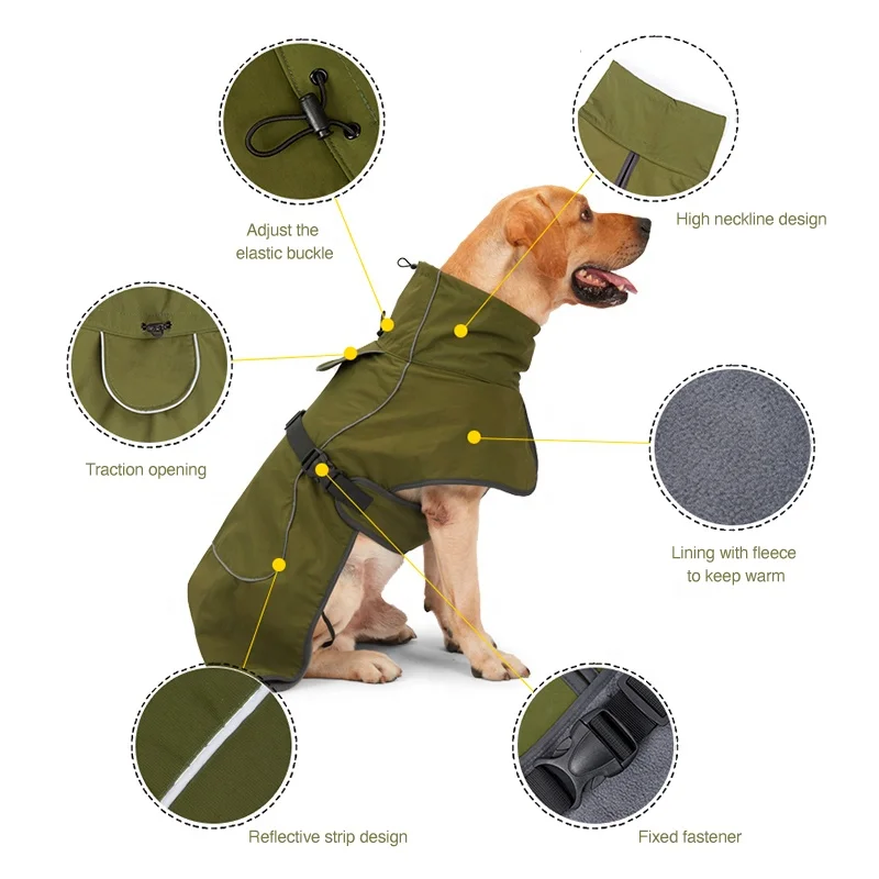 Pet Dog Dog Clothing Padded Cotton Clothing Medium and Large Dogs Waterproof Snow Thickened Warm Dog Coat Clothes Winter