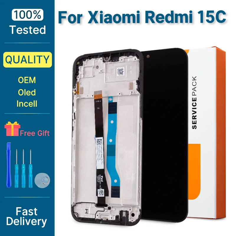Премиум-дисплей для Xiaomi Redmi 15C, сменный ЖК-экран с сенсорным экраном для Xiaomi Redmi 15C, дигитайзер, дисплей 25062RN2DE