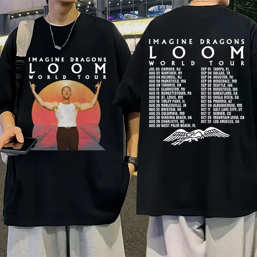 Imagine Dragons Loom Tour 2024 New Album T Shirt Men Hip Hop Oversized Streetwear T-shirt Unisex Casual Cotton Short Sleeve Tees