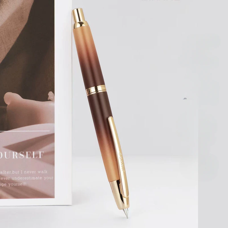 Limited Edition Color Jinhao 10 Retractable Press Fountain Pen EF/F Nib with Ink Converter Writing Gift Pen Gradient Coffee