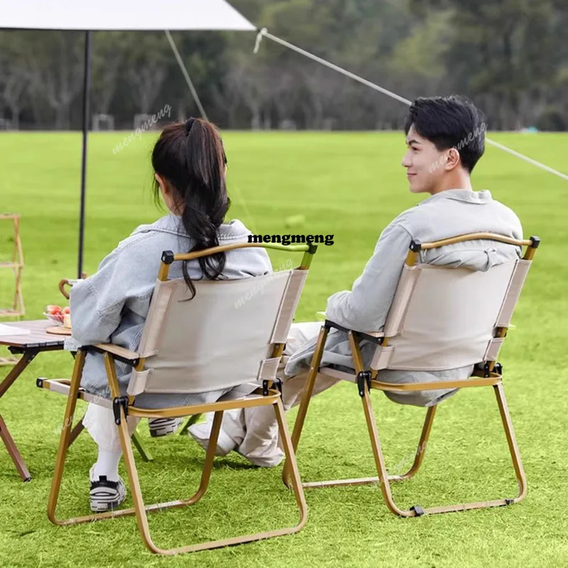 High Weight Capacity Folding Chair Wooden Steel Ergonomic Fishing Folding Chair Arm Outdoor Terrace Chaise Pliante Furniture
