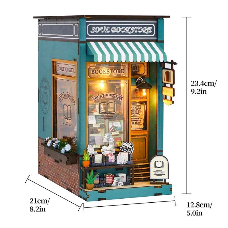 DIY книжный уголок, комплект 3D деревянная головоломка, вставка для книжной полки, декор, сделай сам, мини-модель кукольного домика, вставка для книжной полки, подставка для книг, здание