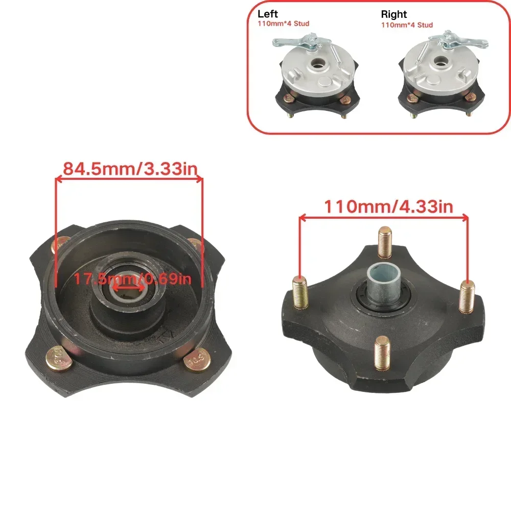 Left / Right Drum Brake Wheel Hub with Cover 3or4 Stud Part for 50cc 70cc 90cc 110cc 125cc 150cc ATV Go Kart UTV Buggy Quad Bike