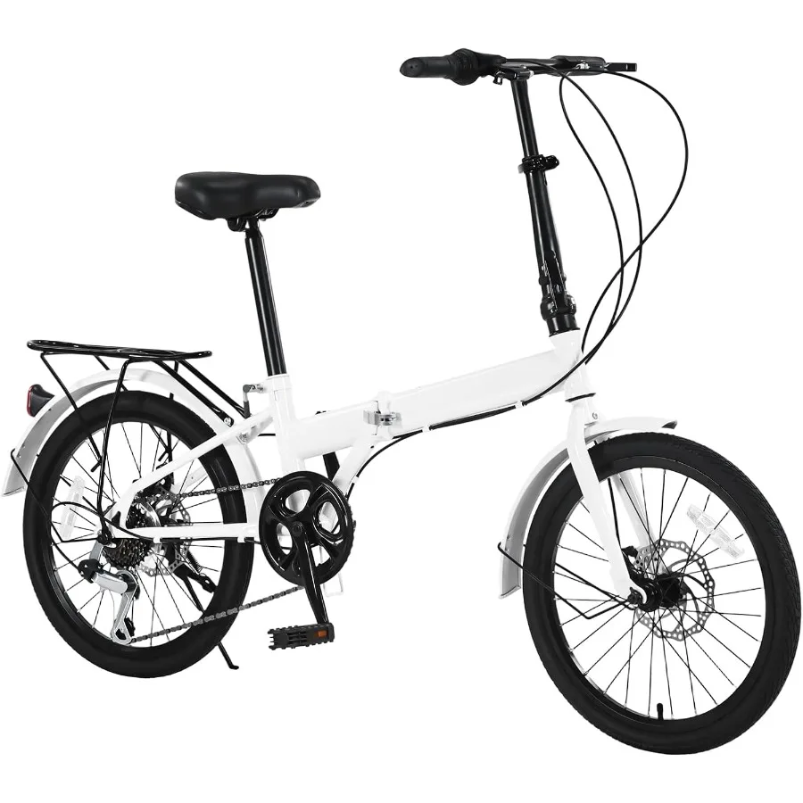 

20-Inch Foldable Bike for Adults with Adjustable Seat Height and Elevable Handlebars Compact Design Fits in Car Trunk 7-Speed G