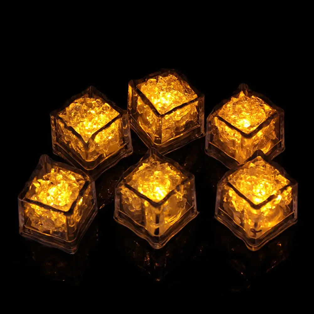 12pcs LED Ice Cubes Glowing Party Ball Flash Light Luminous Neon Wedding Festival Christmas Bar Wine Glass Decoration Supplies