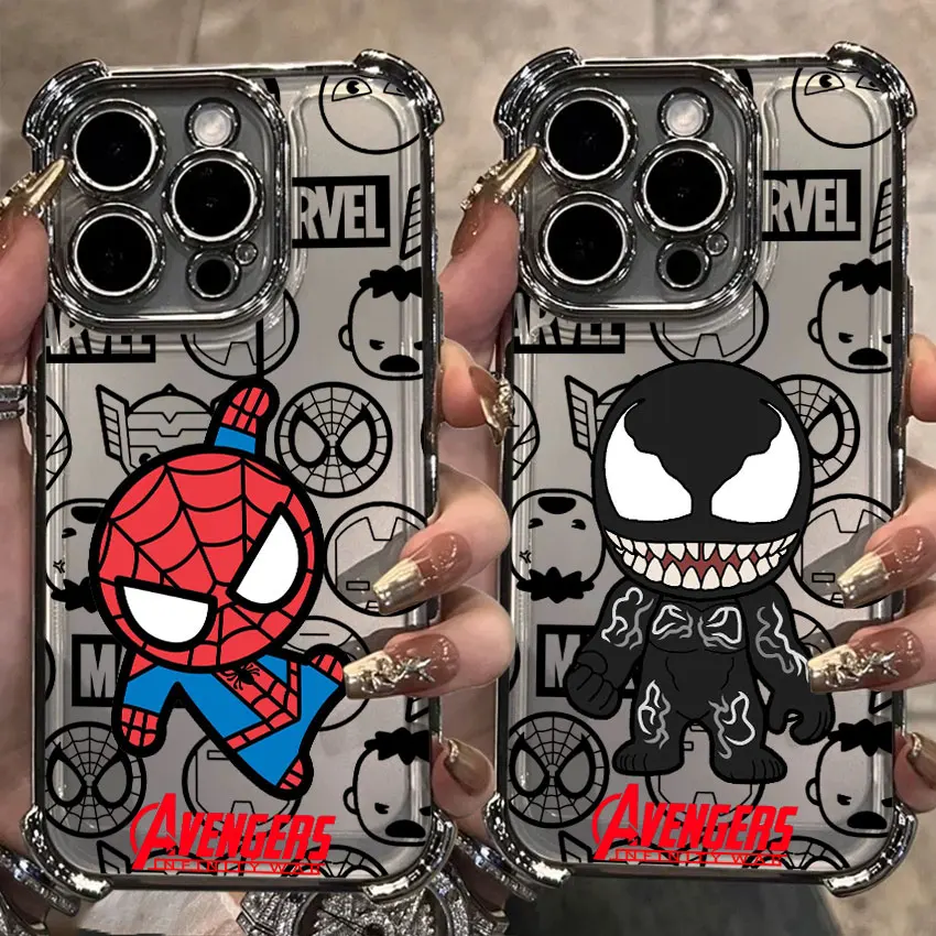 

Marvel Spider-Man Venom Plating Phone Case For iPhone 17 16e 16 15 14 13 12 11 Pro Max XSMax 7 8 Mini Air Plus Anti-Fall Airabag