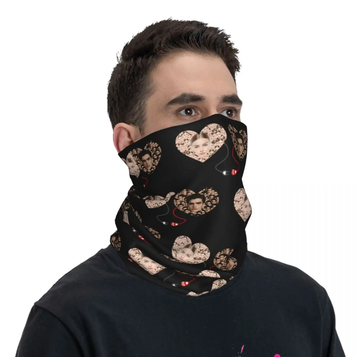 Diseño de enchufe, Bandana personalizada con foto de cara, polaina para el cuello para senderismo, correr, hombres y mujeres, bufanda envolvente, regalos especiales, diadema más cálida
