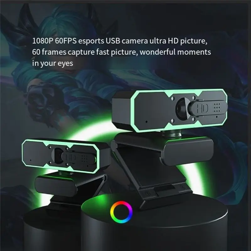 ●Fill Light Webcam Microphone Gaming USB Camera 60Fps Computer 1080P Multifunction Webcam-A57M